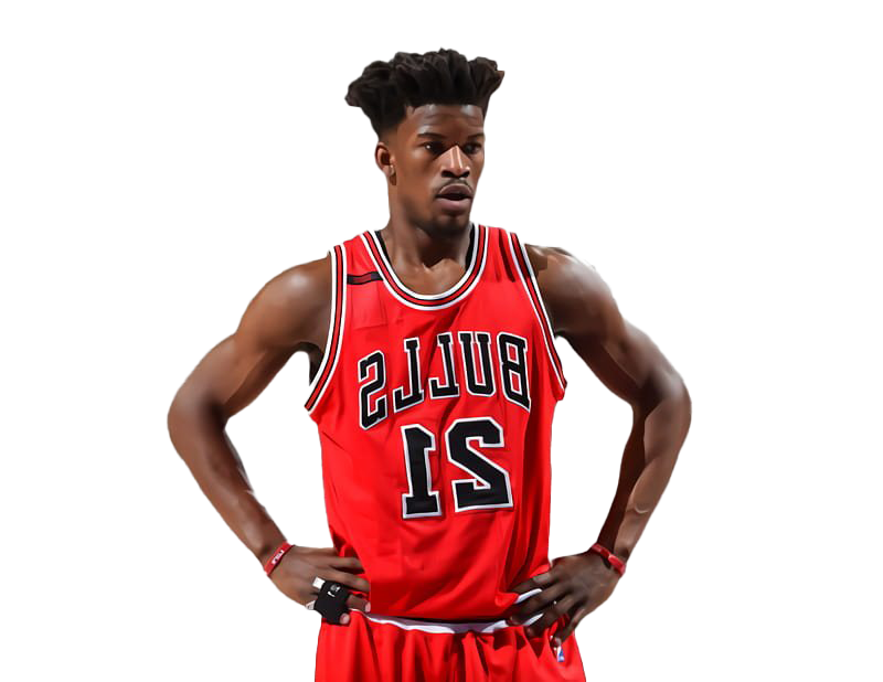 身穿紅色公牛隊球衣的職業籃球運動員，雙手叉腰。 — NBA 壁紙