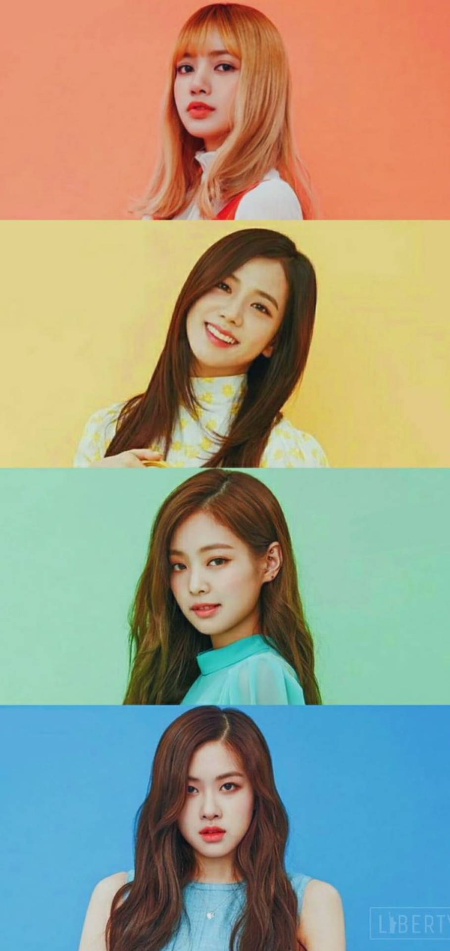 四位女性在粉彩背景前的攝影棚人像 — Blackpink 壁紙