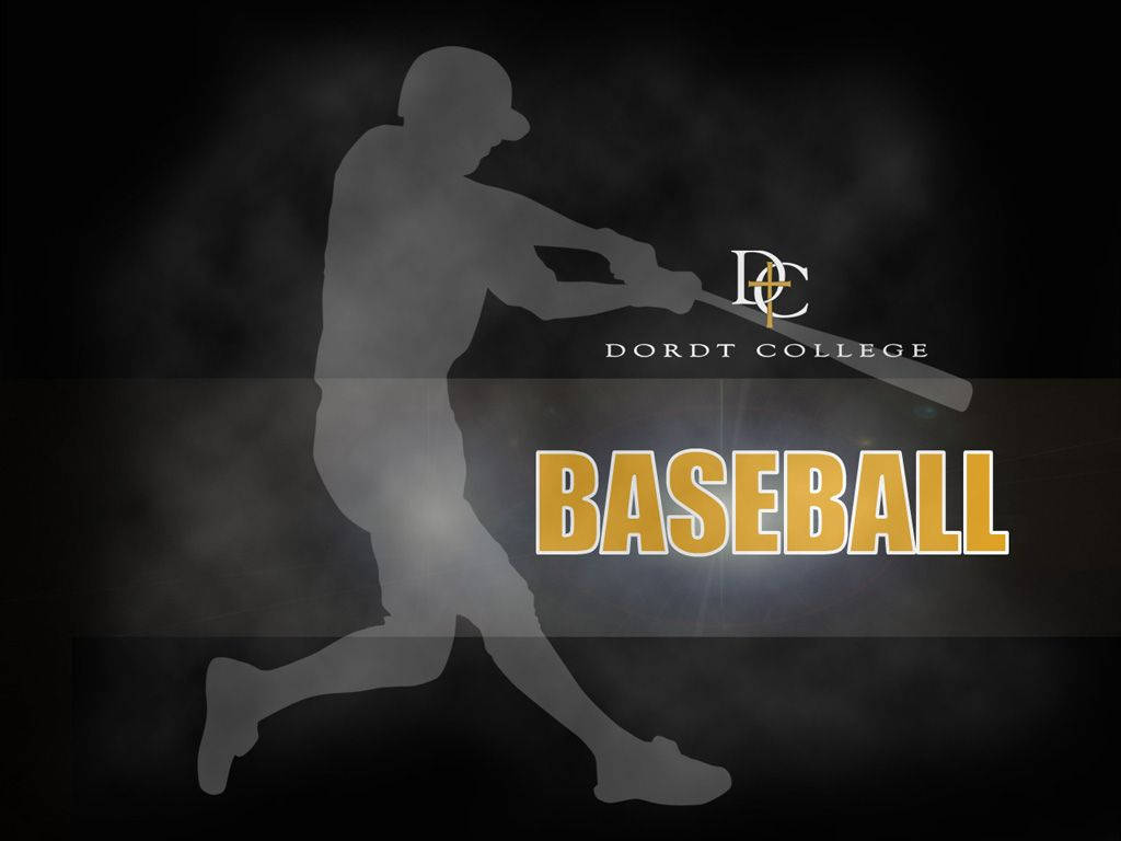 棒球運動員剪影揮棒，帶有Dordt College標誌和金色文字。 — MLB 壁紙