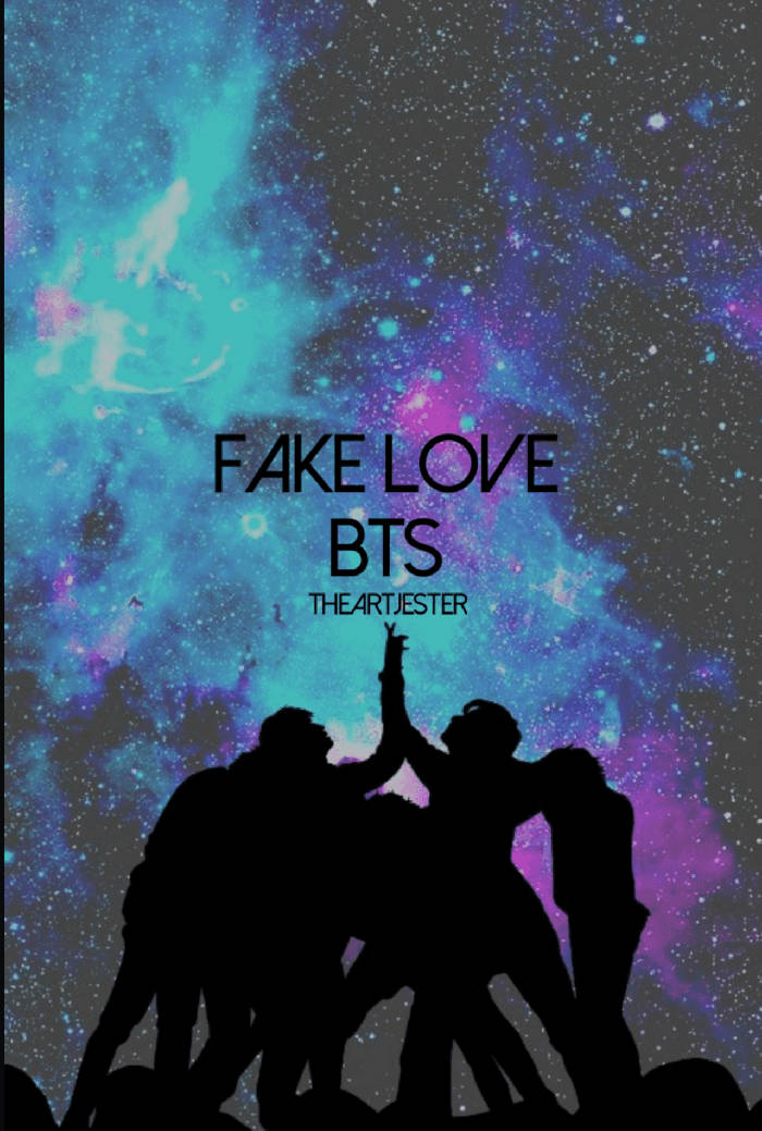 一群人在色彩繽紛的星空下慶祝的黑色剪影。 — Bts 壁紙