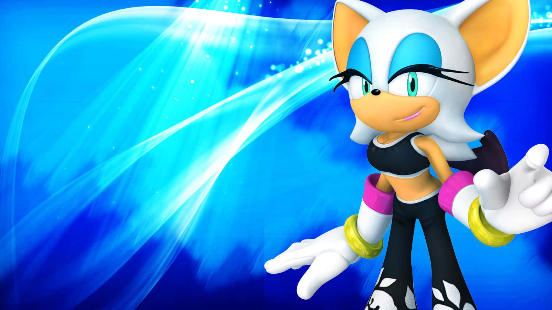 Rouge The Bat 桌布 壁紙 — Silver the Hedgehog 自信地站在動態藍色能量漩渦背景前。
