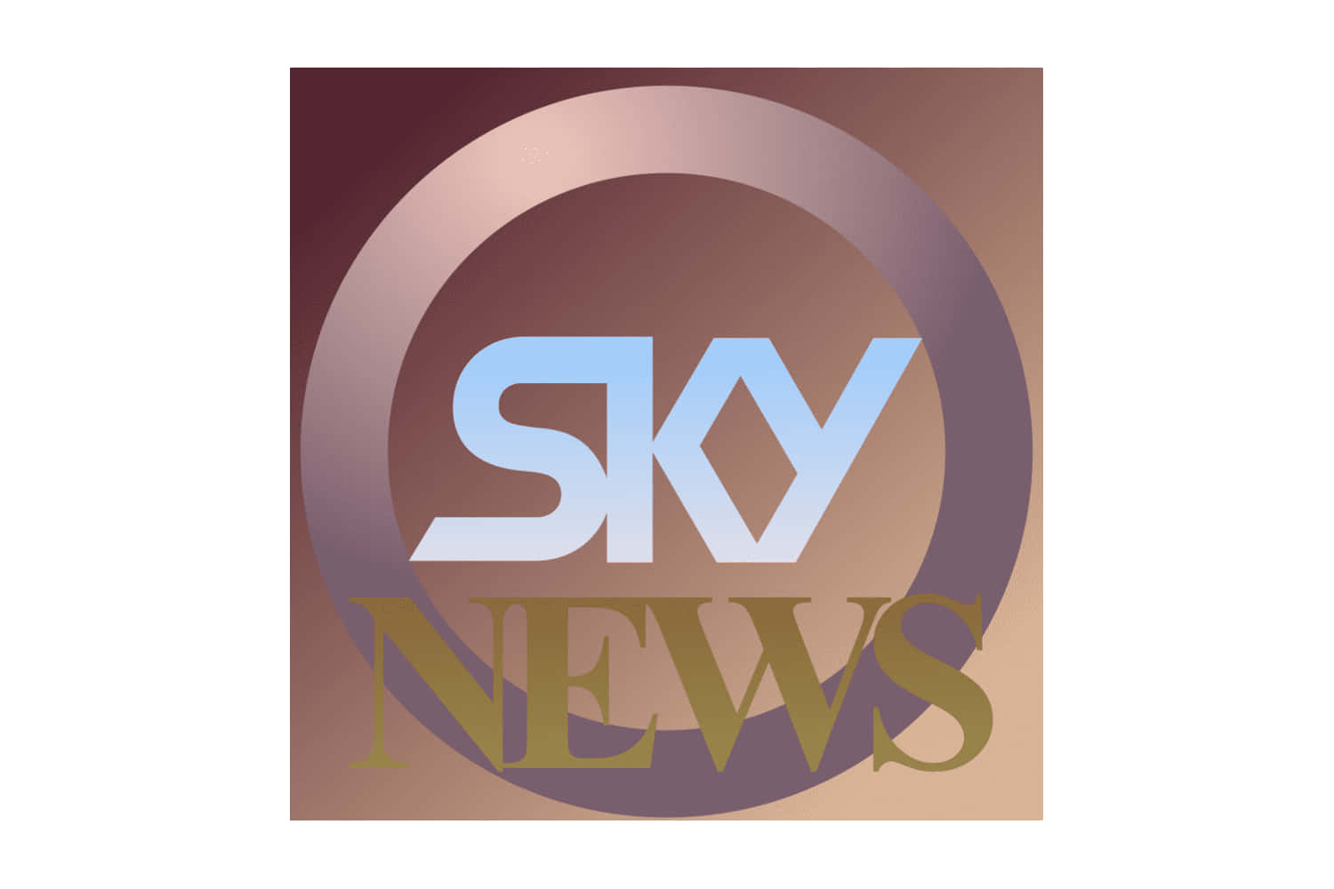 高清 桌布 壁紙 — Sky News 標誌在柔和棕色背景上，採用漸變圓形框架內的大膽風格化文字。