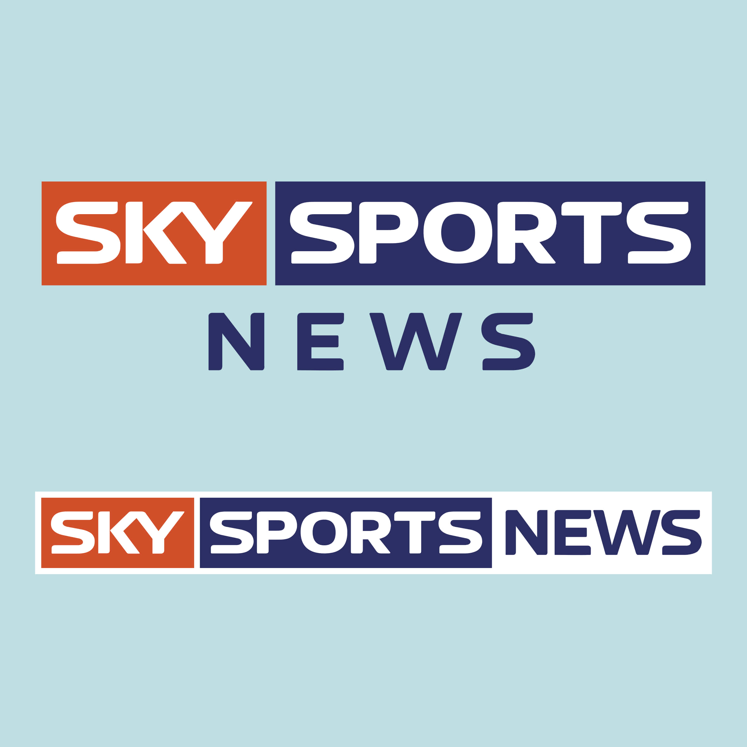 高清 桌布 壁紙 — Sky Sports News 標誌以兩種變體顯示在淺藍色背景上。