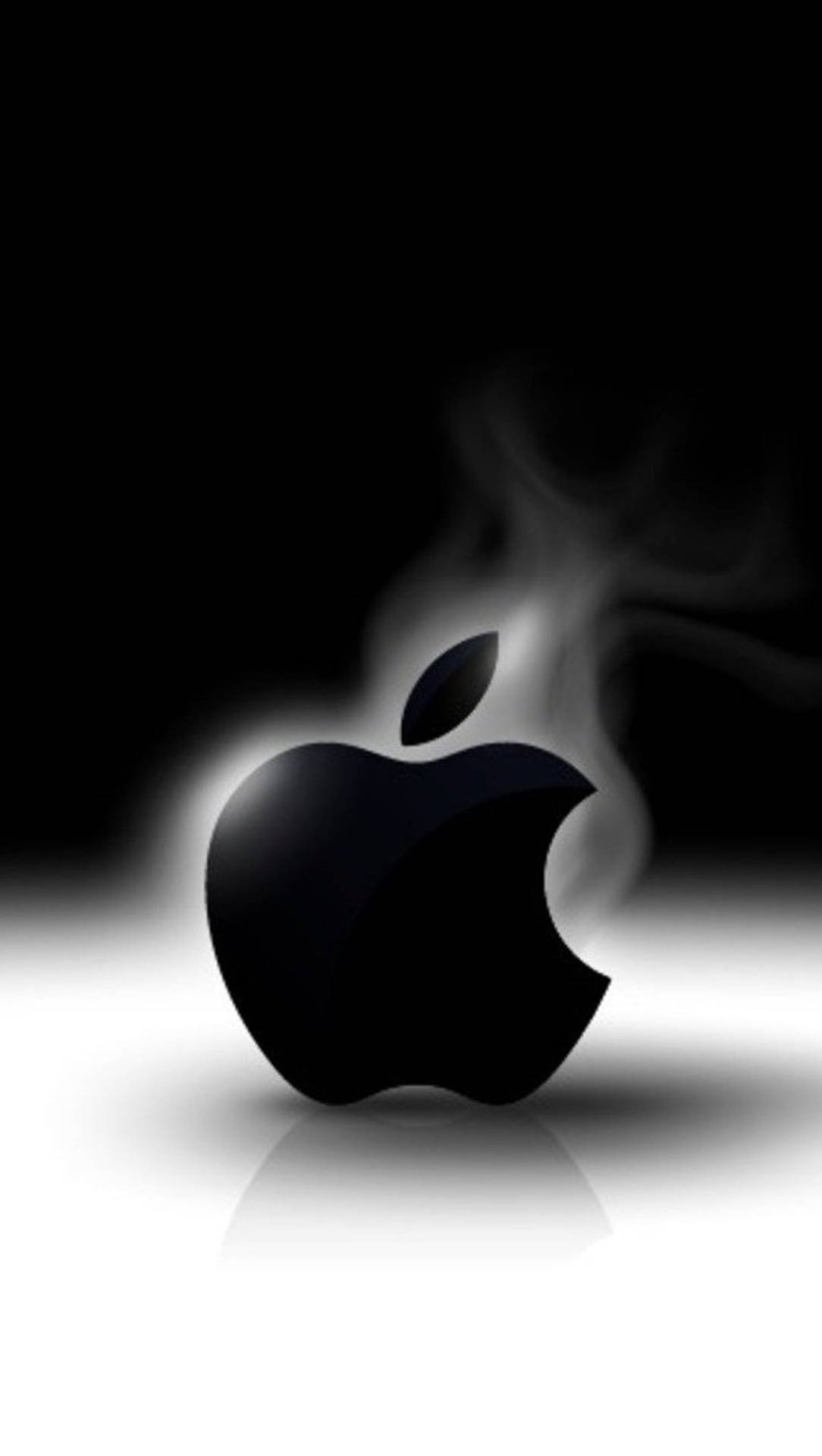 黑色Apple標誌在漸變背景上冒煙。 — 3D 壁紙