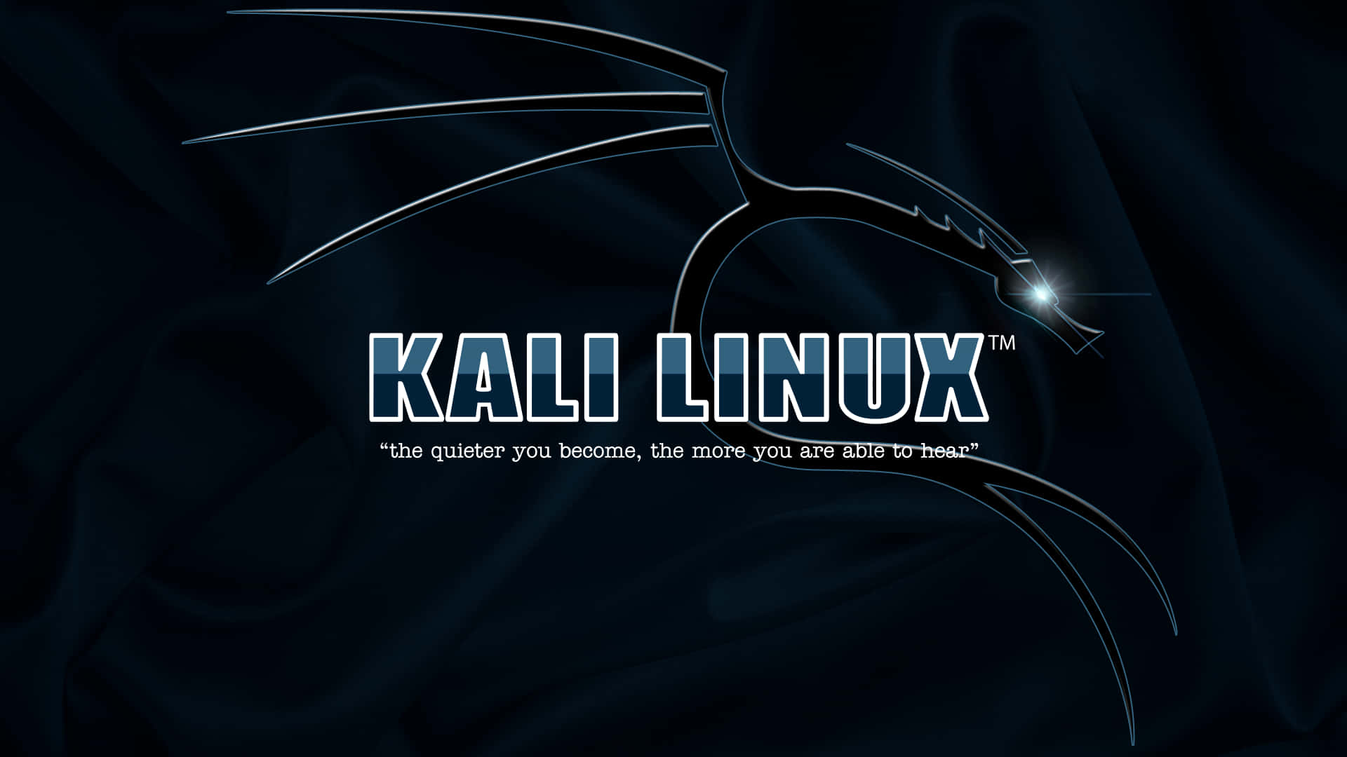 深色布料背景上帶有發光眼睛的Kali Linux標誌 — Linux 壁紙