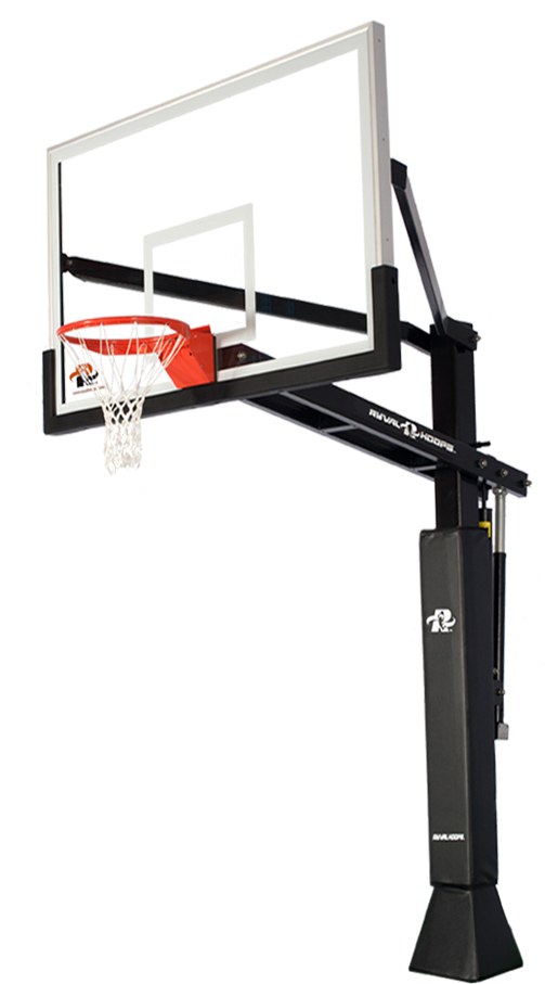 帶有紅色籃框和白色網的便攜式籃球架，黑色背景 — NBA 壁紙