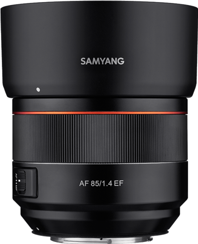 專業黑色Samyang 85mm f1.4 EF相機鏡頭，帶紅色環。 — F1 壁紙