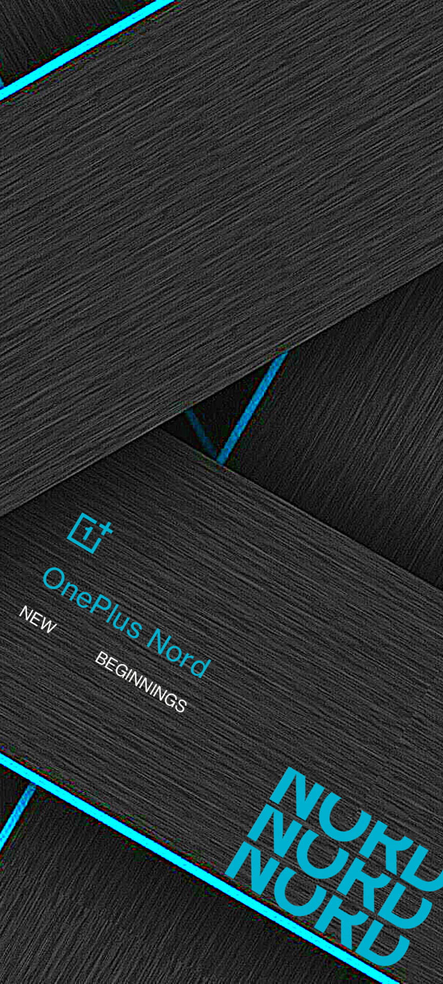 OnePlus Nord手機壁紙，黑色紋理和青色文字。 — 一加 壁紙