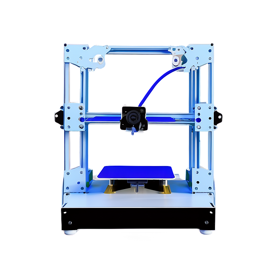 一部藍色發光3D打印機帶有發光部件，置於漸變背景上。 — 3D 壁紙