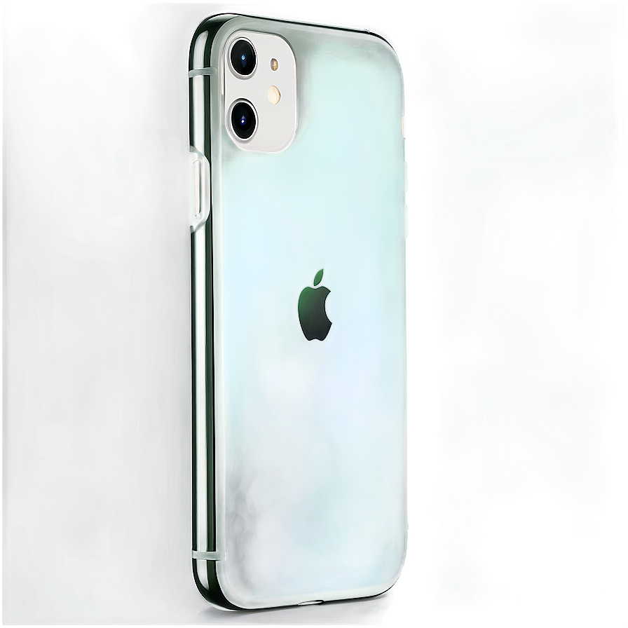 iPhone 11 帶有彩虹藍綠色背面和銀色邊框，背景模糊 — iPhone 11 壁紙