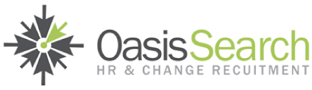 綠洲 桌布 壁紙 — Oasis Search HR & Change Recruitment 的時尚標誌，採用風格化的指南針玫瑰，帶有綠色箭頭和灰色輻條。