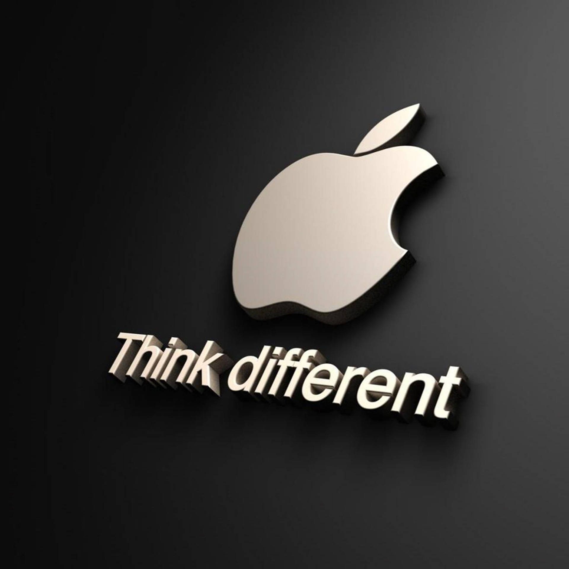 深色背景上帶有「Think different」標語的Apple標誌 — 3D 壁紙