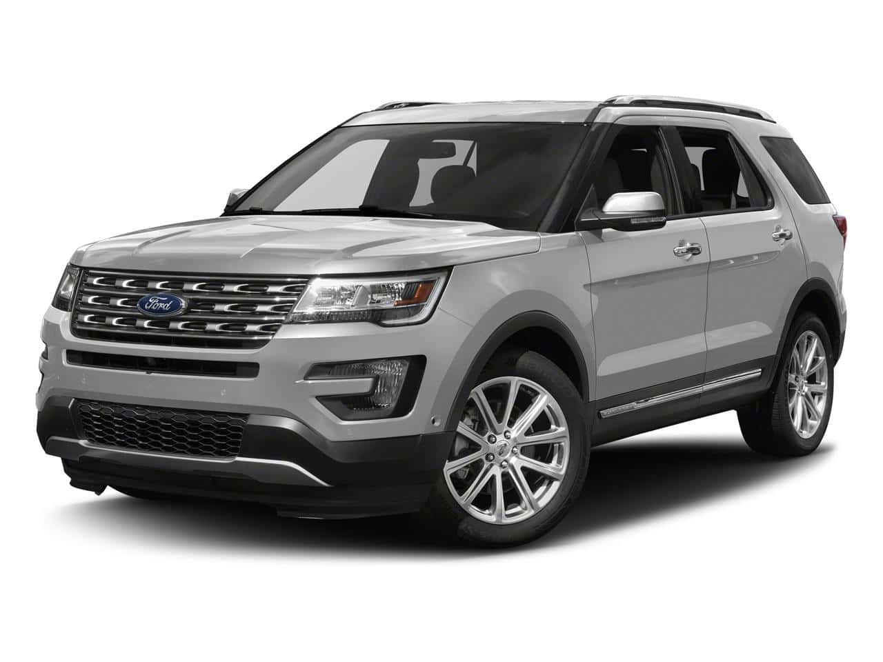 Ford Explorer 桌布 壁紙 — 一輛時尚的銀色福特Explorer SUV在攝影棚燈光下，以乾淨的白色背景展示。