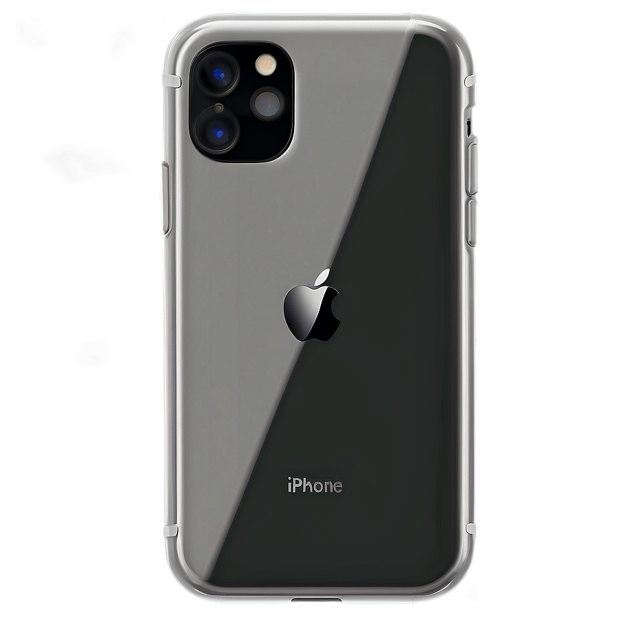 一部銀色iPhone 11 Pro Max，配透明保護殼和發光的白色邊緣。 — iPhone 11 壁紙