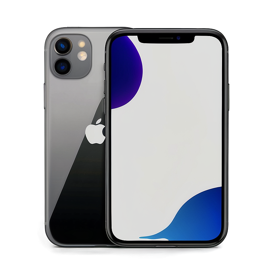 銀色 iPhone 11 螢幕上顯示抽象藍白桌布。 — iPhone 11 壁紙