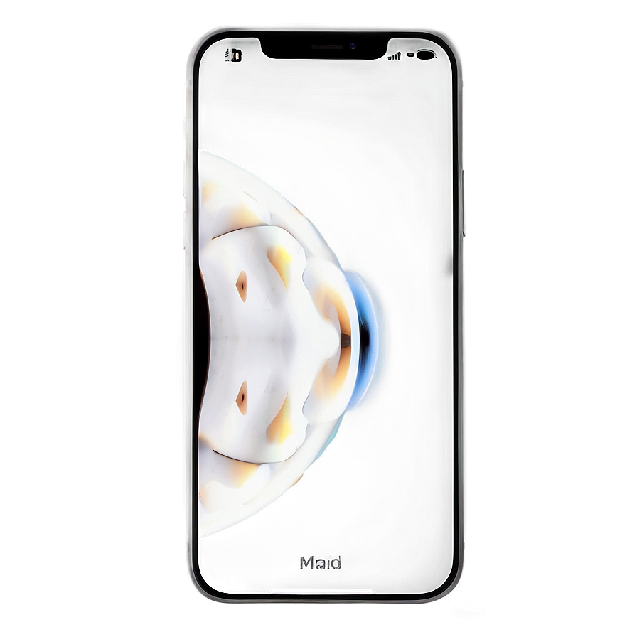 智慧型手機顯示帶有白色和橙色漩渦的發光抽象桌布。 — iPhone 11 壁紙