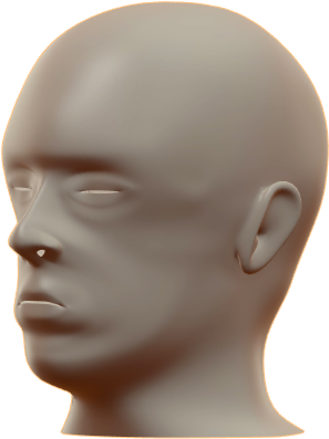 米色3D渲染人頭側面，閉著眼睛，戴著鼻環。 — 3D 壁紙