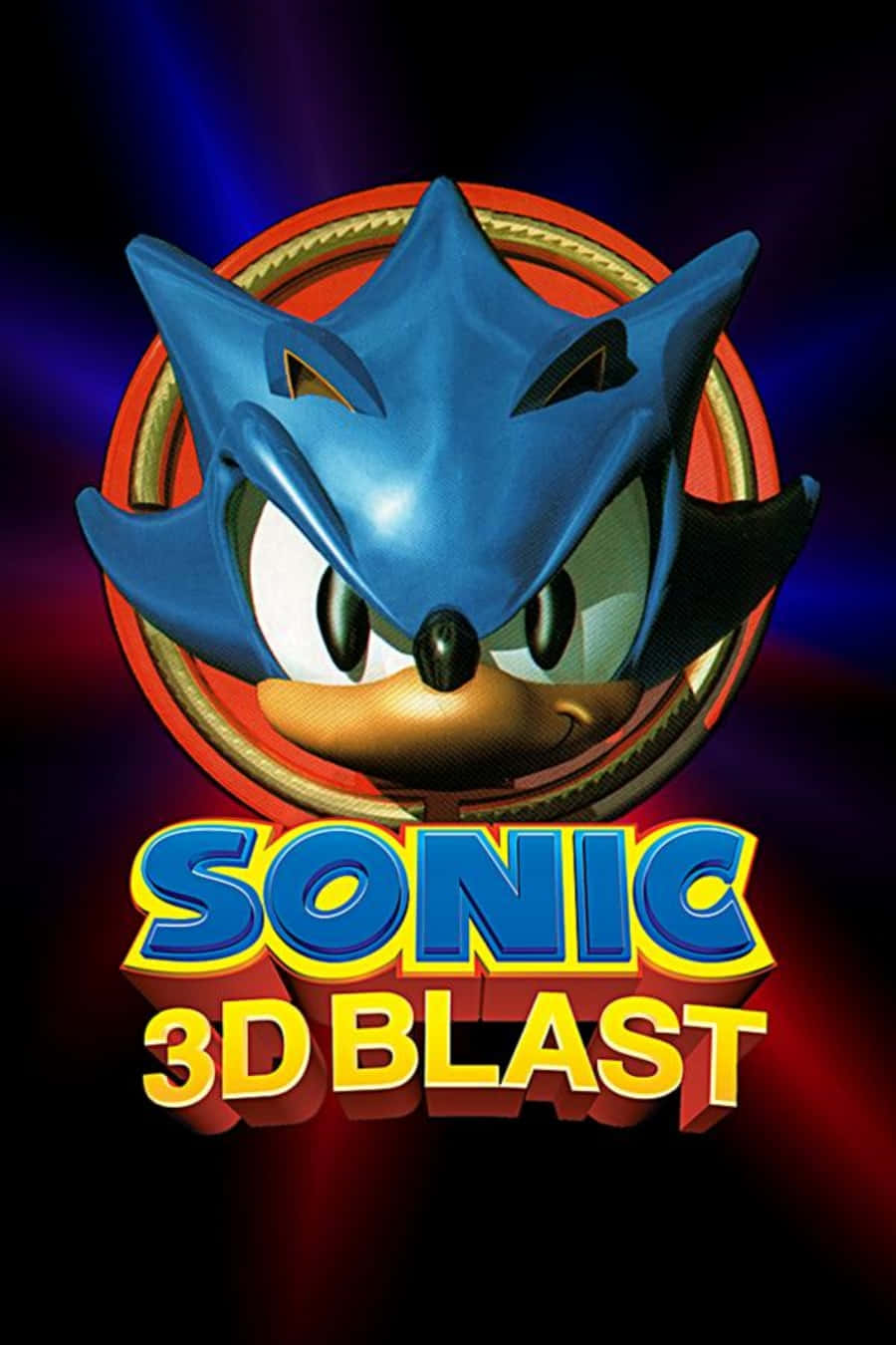 Sonic 3d Blast 桌布 壁紙 — Sonic the Hedgehog 的 3D 渲染特寫，發光的眼睛和粗體標題，背景為深色漸變。