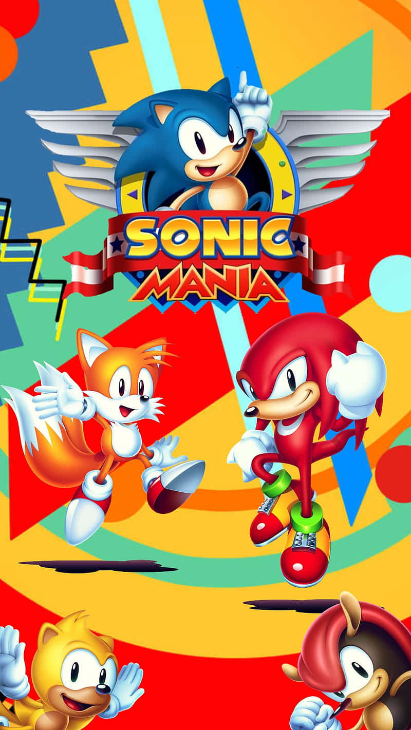 索尼克 桌布 壁紙 — Sonic the Hedgehog 與朋友們以鮮豔的復古遊戲藝術風格呈現，色彩大膽，姿勢動感。