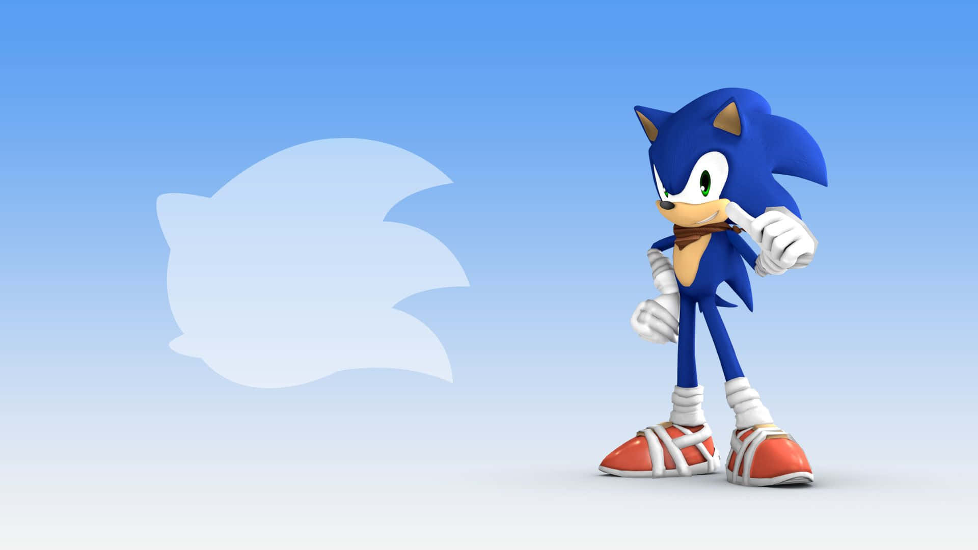 Sonic The Hedgehog Characters 桌布 壁紙 — Sonic the Hedgehog 自信地站在漸變藍色天空前，戴著他標誌性的白色手套和紅色鞋子。