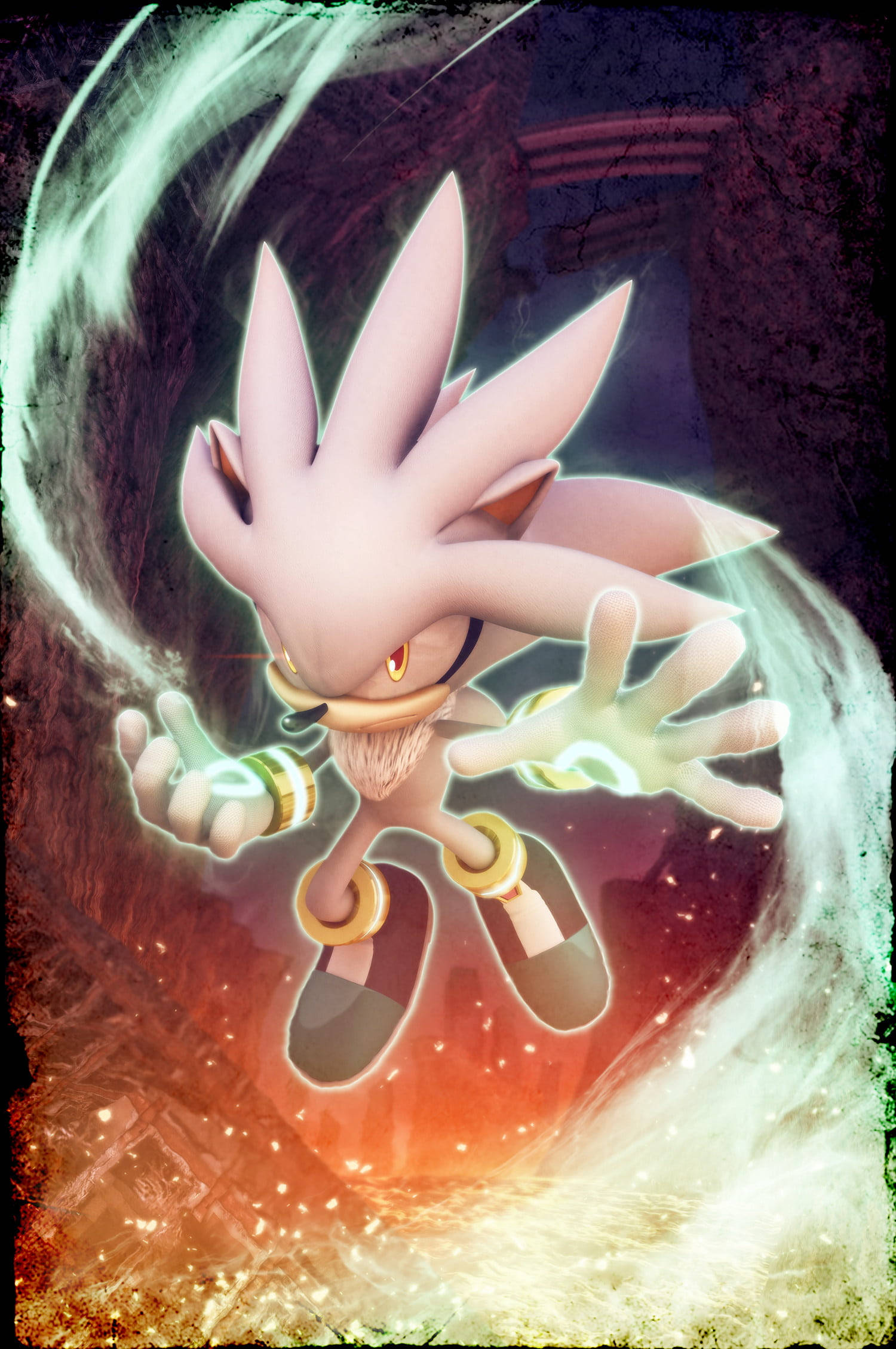 電玩遊戲 桌布 壁紙 — Sonic the Hedgehog 以超級形態高速衝過發光的能量漩渦，充滿速度與決心。