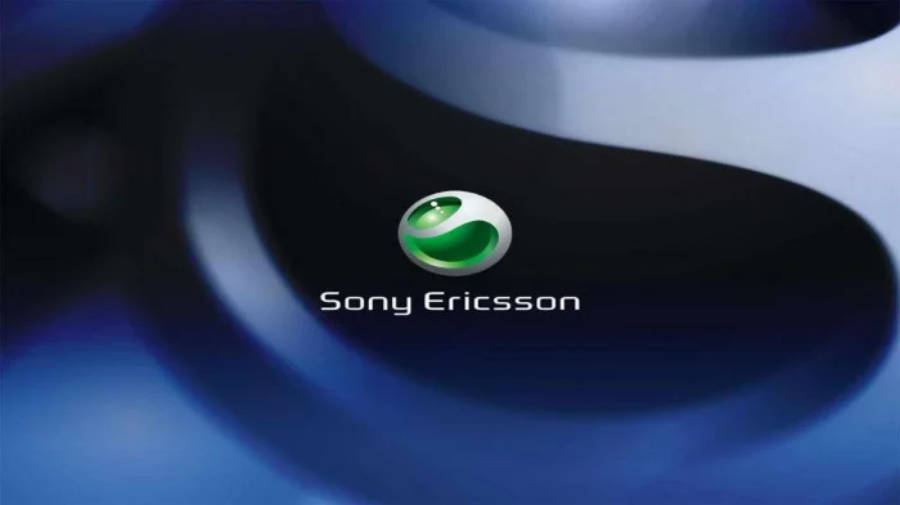 Sony 桌布 壁紙 — Sony Ericsson 標誌居中於帶有流動曲線的模糊藍色抽象背景上。