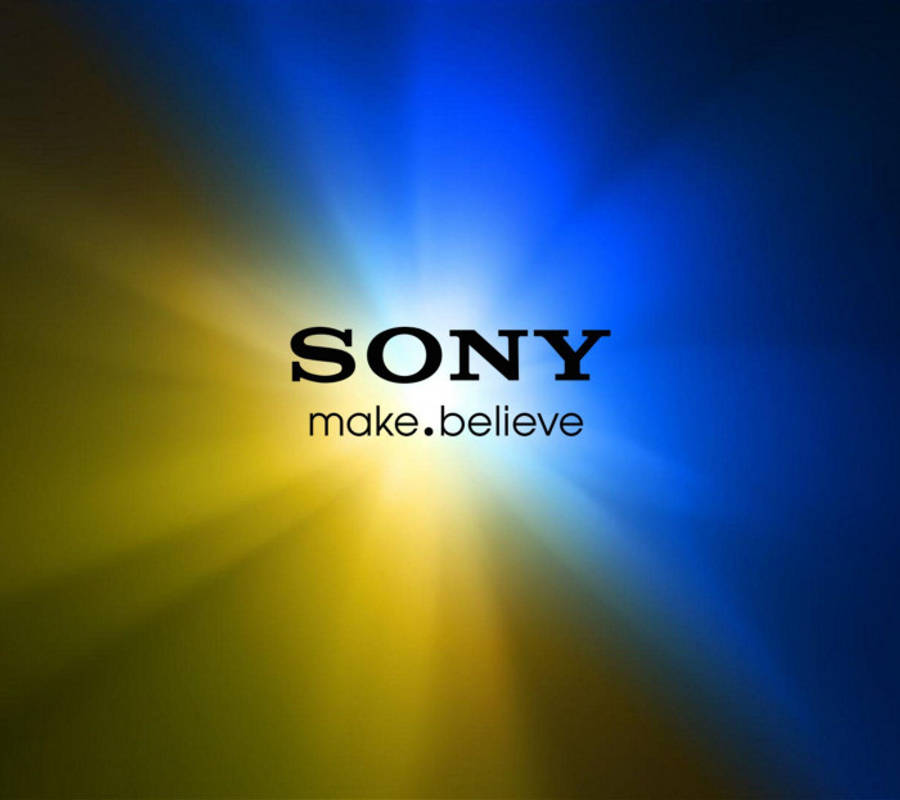 漸層 桌布 壁紙 — Sony 標誌居中於鮮豔的黃藍漸變背景上，光線向外放射。