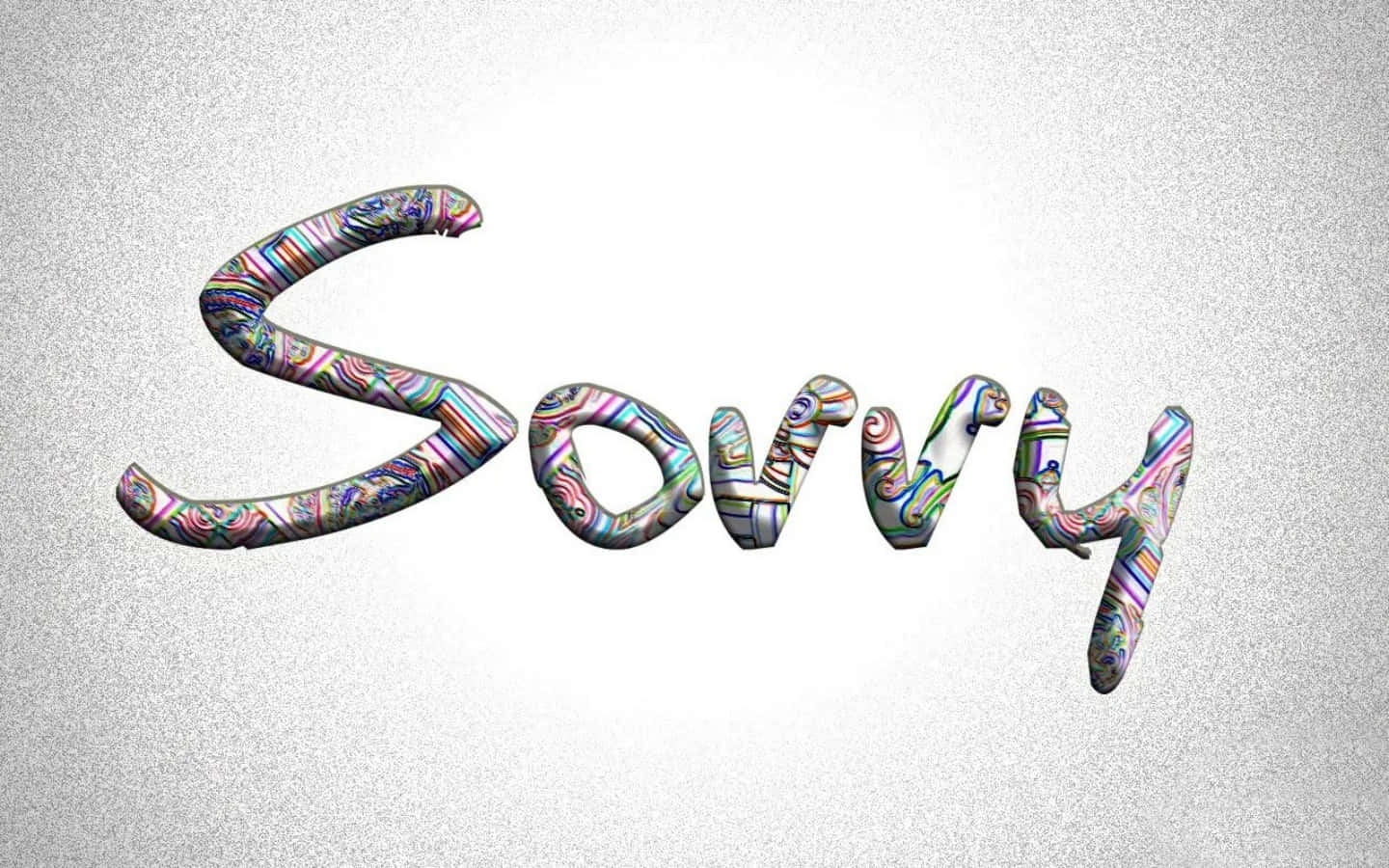 text 桌布 壁紙 — 「Sorry」一詞以色彩繽紛的漩渦狀3D字體呈現在帶有紋理的銀色背景上。