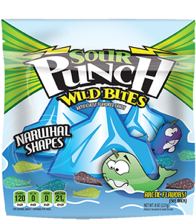 Sour Punch Wild Bites 独角鲸造型糖果包装 壁紙