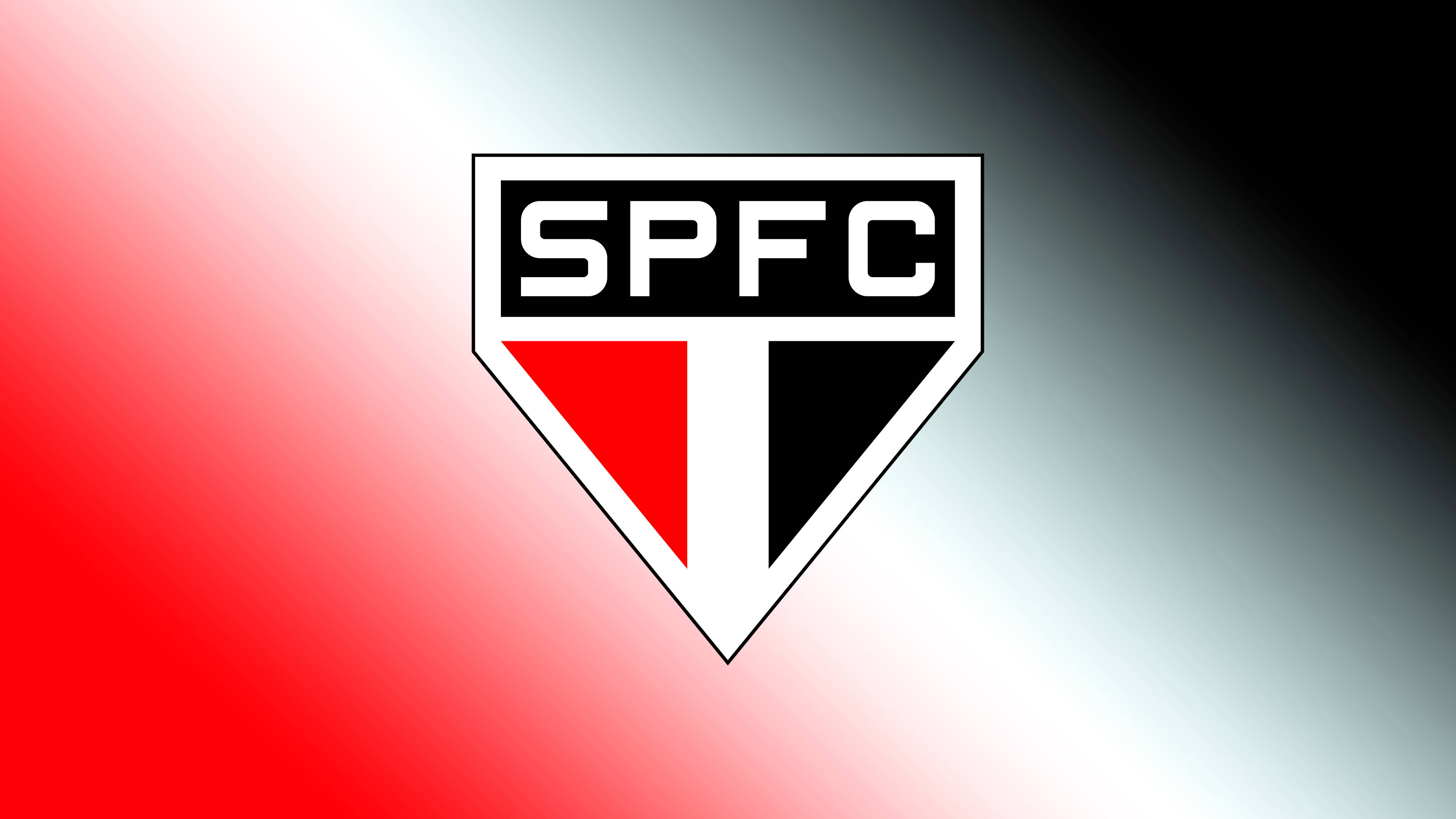 足球 桌布 壁紙 — SPFC 足球俱樂部徽章置中於紅至黑漸變背景上。