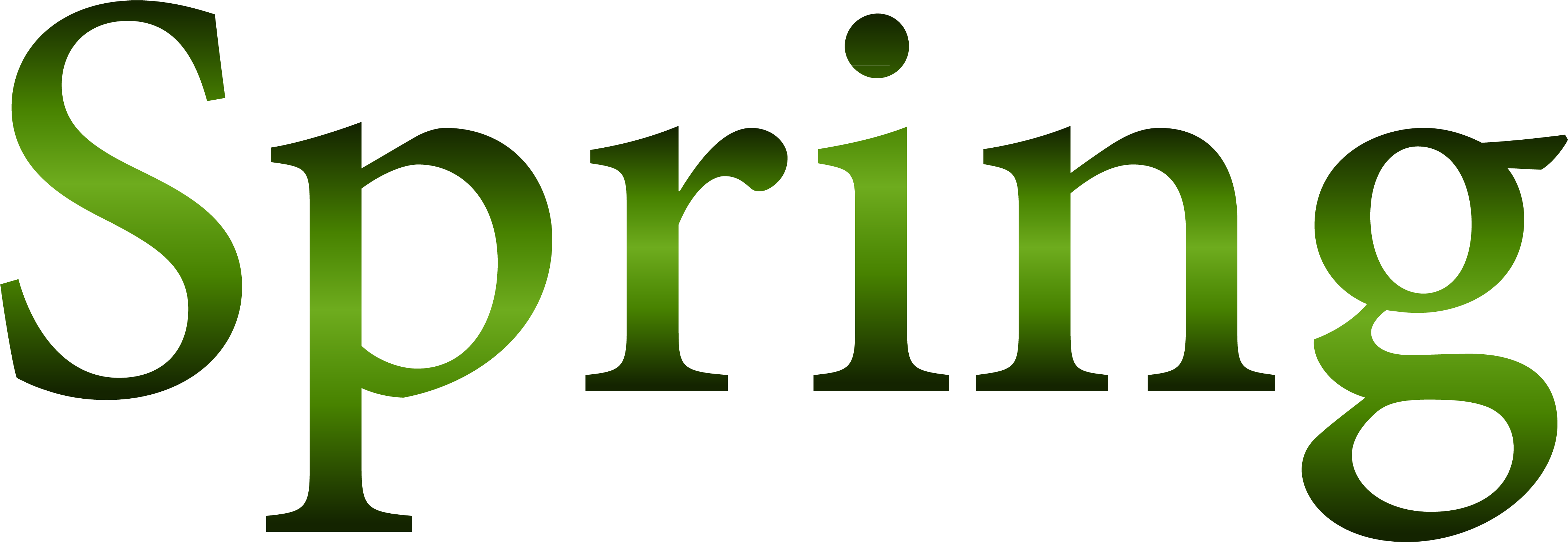 春天 桌布 壁紙 — 「Spring」一詞在純黑色背景上以綠色漸變發光，帶有柔和的光效。