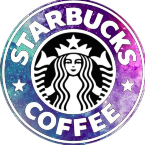 Circle Logo 桌布 壁紙 — Starbucks 標誌，背景為宇宙星系，帶有漩渦狀的紫色、藍色和星星。