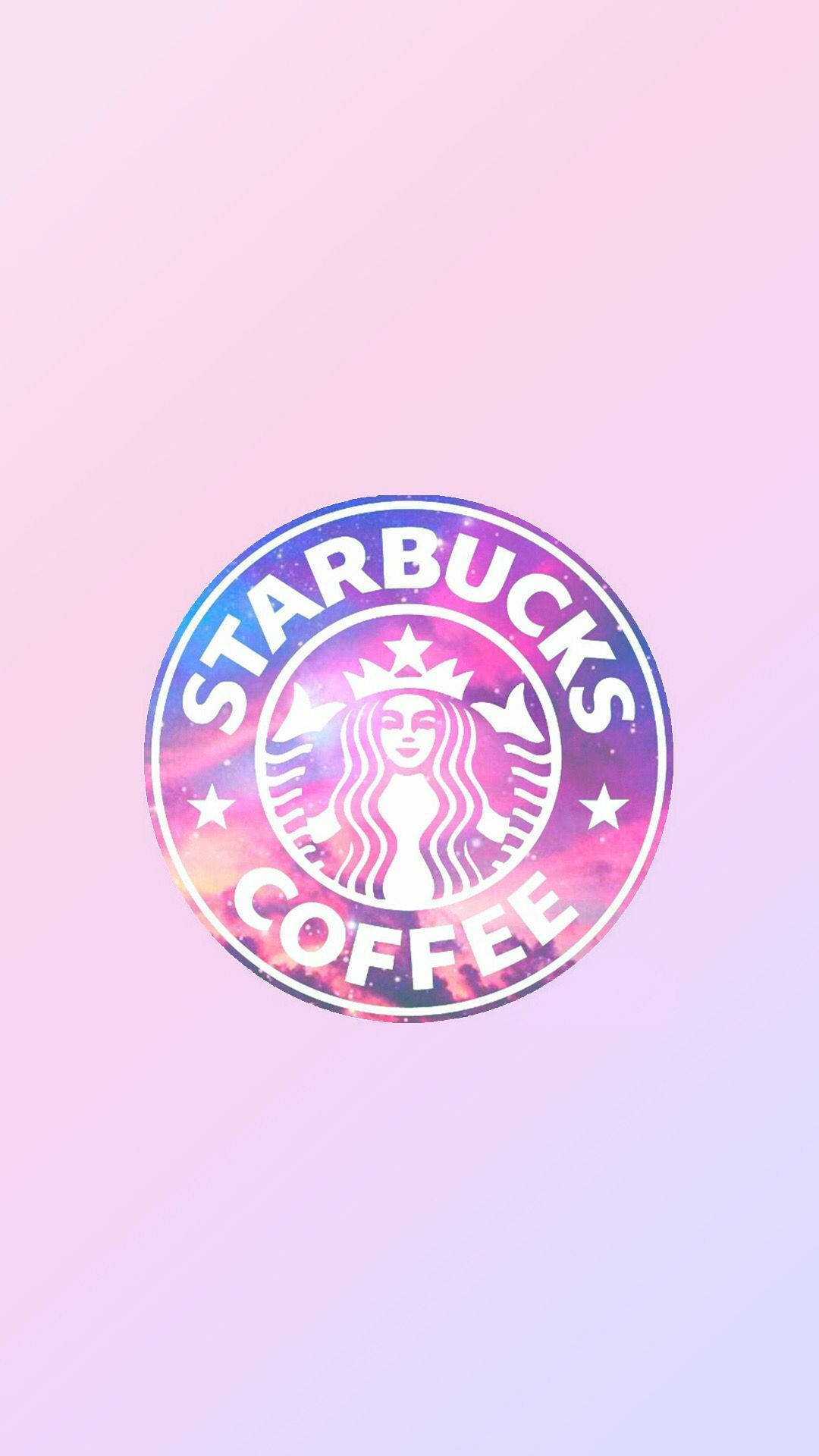 星巴克 桌布 壁紙 — Starbucks 標誌在柔和漸變背景上散發宇宙紫粉色的光芒。