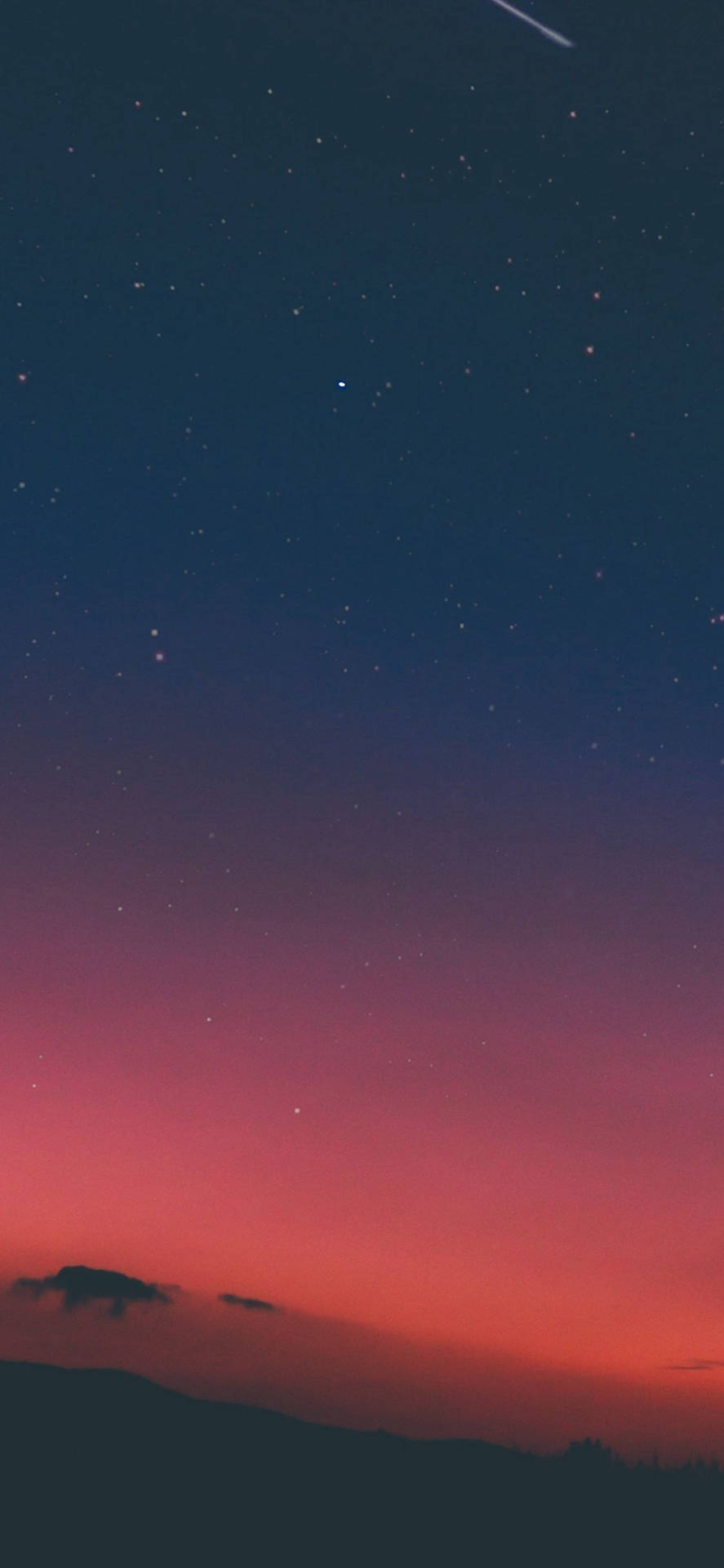星空暮色天空，山脈和流星。 — iPhone X 壁紙