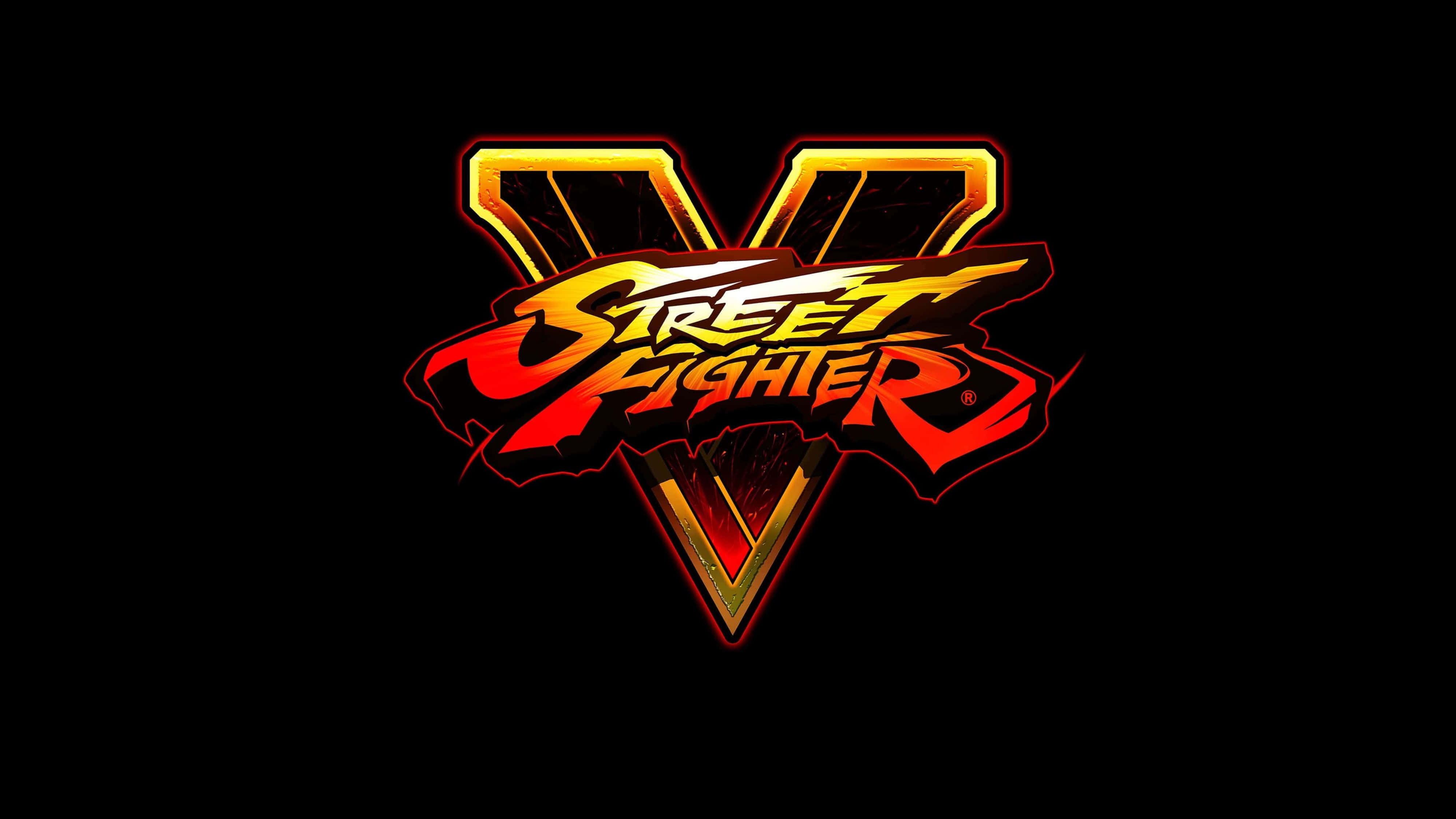 標誌 桌布 壁紙 — Street Fighter V 標誌在純黑背景上閃耀著火紅與金色的光芒。
