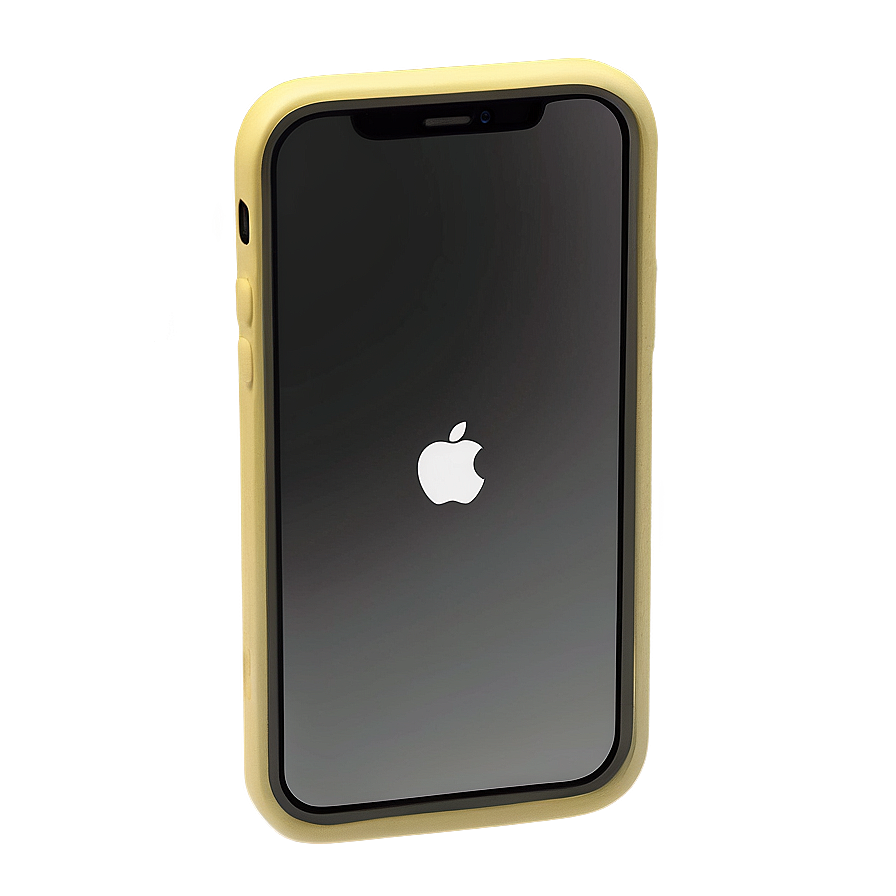 發光黃色保護殼中的iPhone，螢幕顯示Apple標誌 — iPhone 11 壁紙