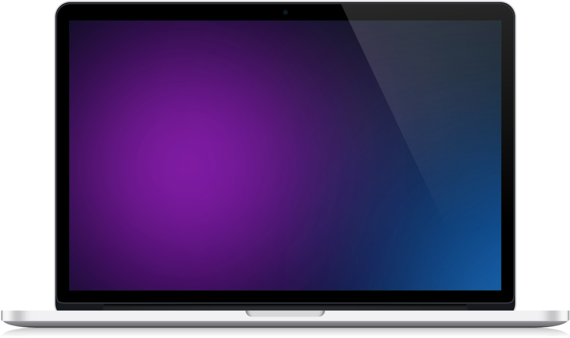 銀色筆記型電腦紫色藍色漸變螢幕黑色背景 — Macbook Pro 壁紙