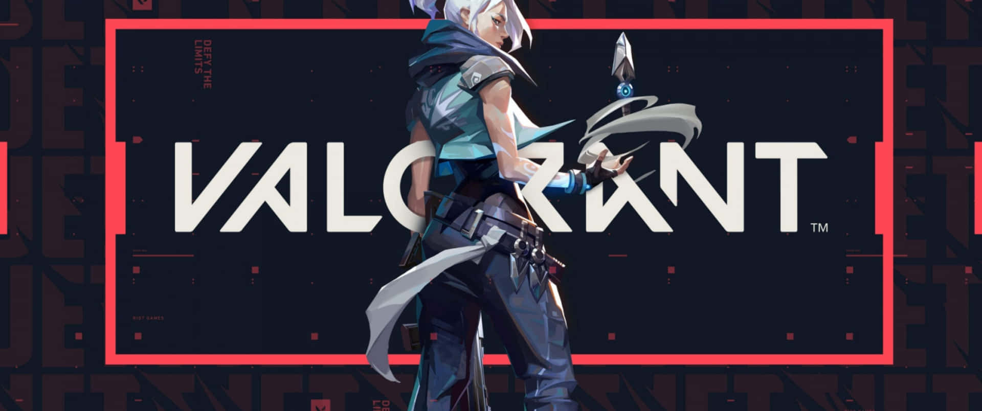 Valorant遊戲角色以數位藝術風格手持武器。 — Valorant 壁紙