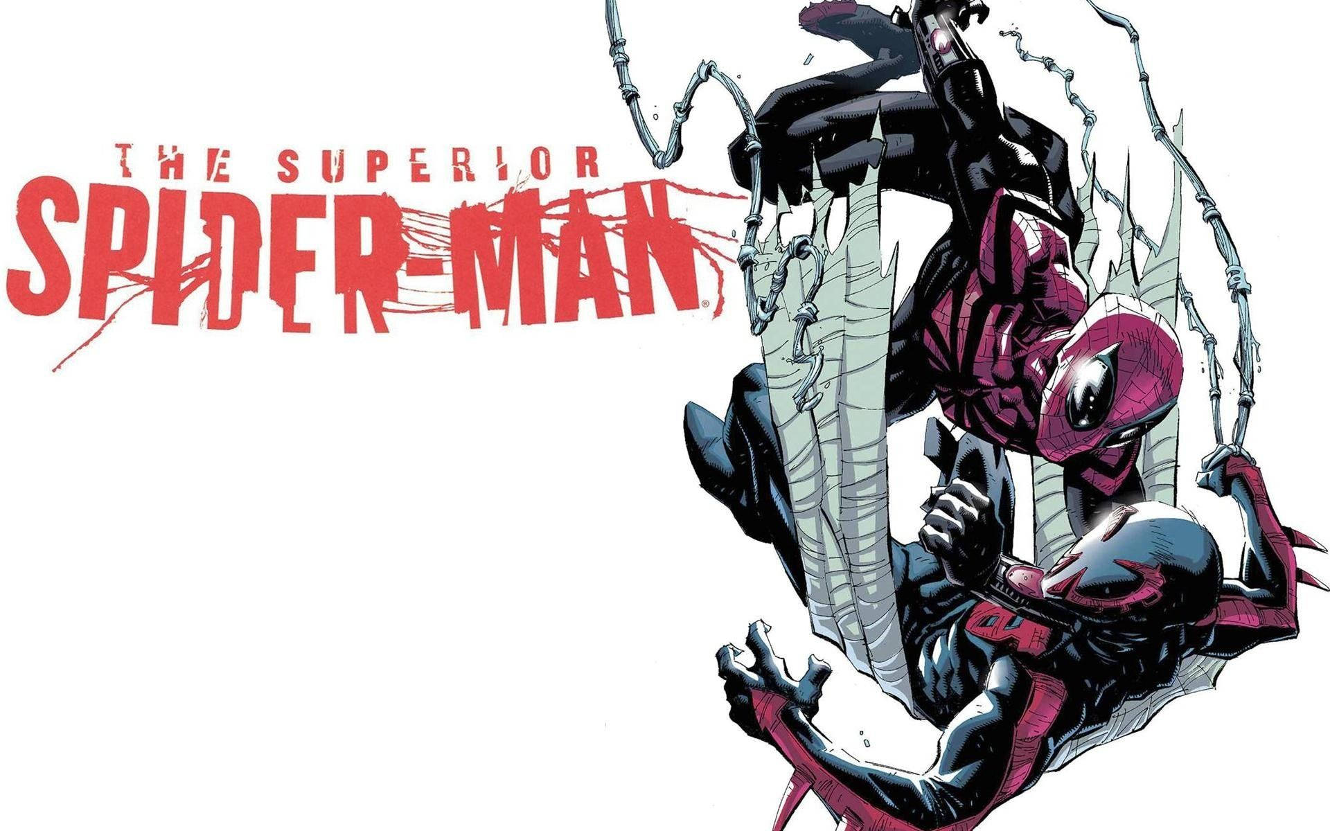 Superior Spider-Man 以漫畫風格用蜘蛛絲擺盪。 — 漫畫動圖 壁紙