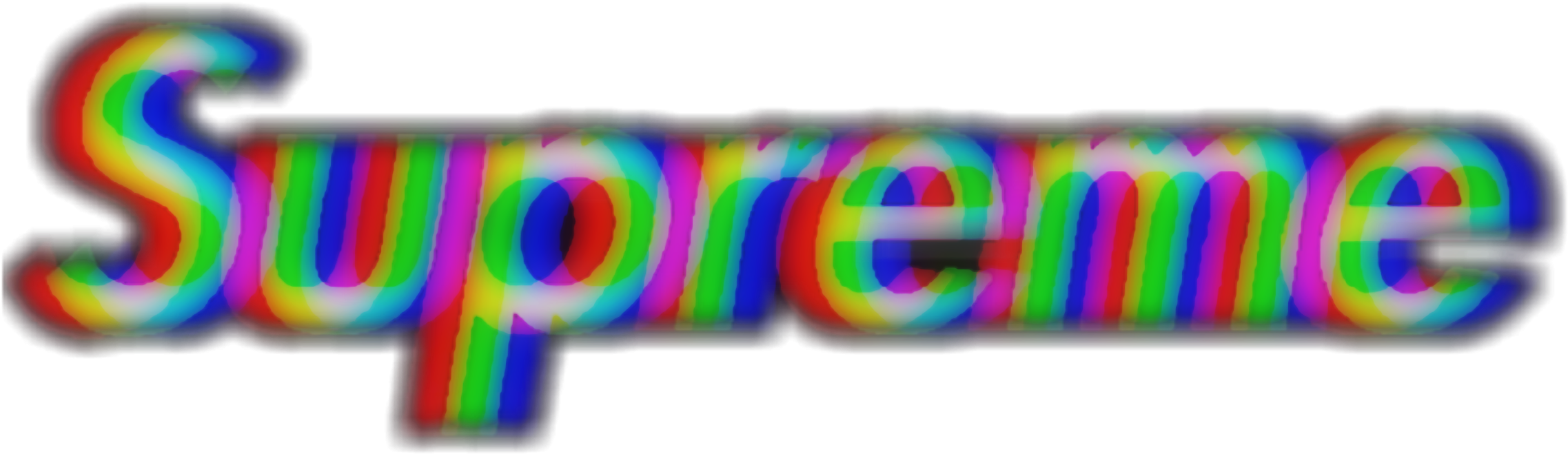 Glitch Effect 桌布 壁紙 — Supreme 這個詞在黑色背景上閃爍著鮮豔的彩虹色。