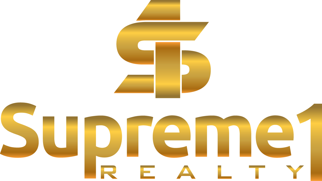 supreme 桌布 壁紙 — Supreme1 Realty 的金色標誌，採用風格化的「S」和「P」字母組合，在白色背景上呈現金屬光澤。