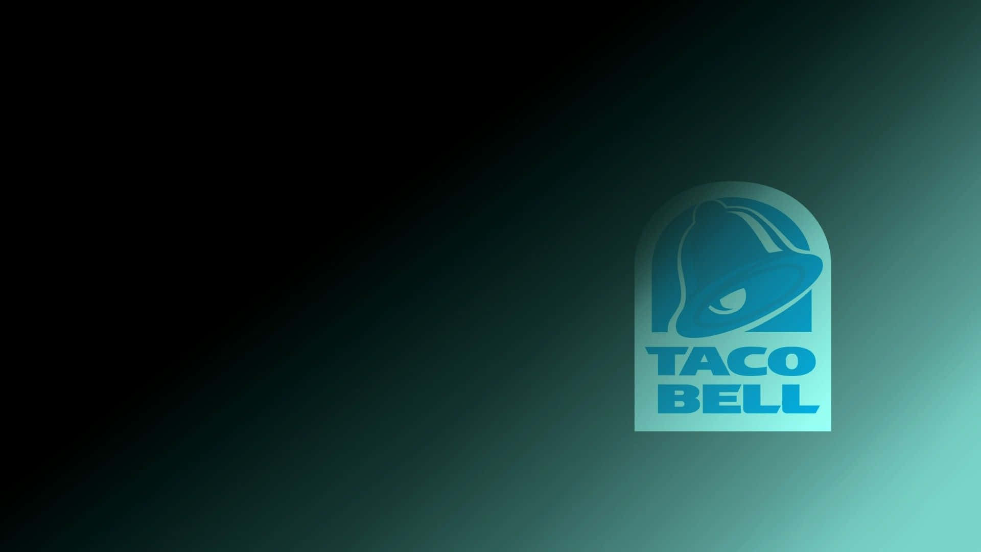 塔可鐘 桌布 壁紙 — Taco Bell 標誌在深色漸變背景上發出藍綠色光芒，並帶有柔和的光線。