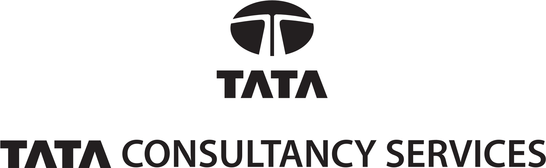 標誌 桌布 壁紙 — Tata Consultancy Services 標誌以灰階顯示在黑色背景上，搭配簡潔現代的字體。