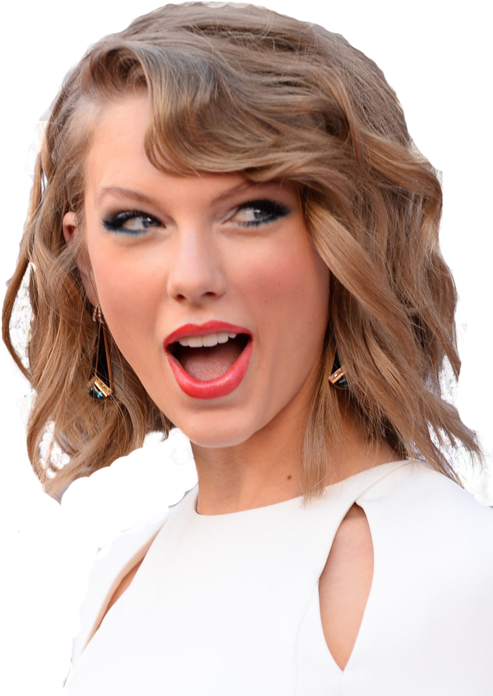 泰勒絲 桌布 壁紙 — Taylor Swift 擁有一頭波浪金髮和濃妝，身穿白色鏤空上衣，背景為黑色。