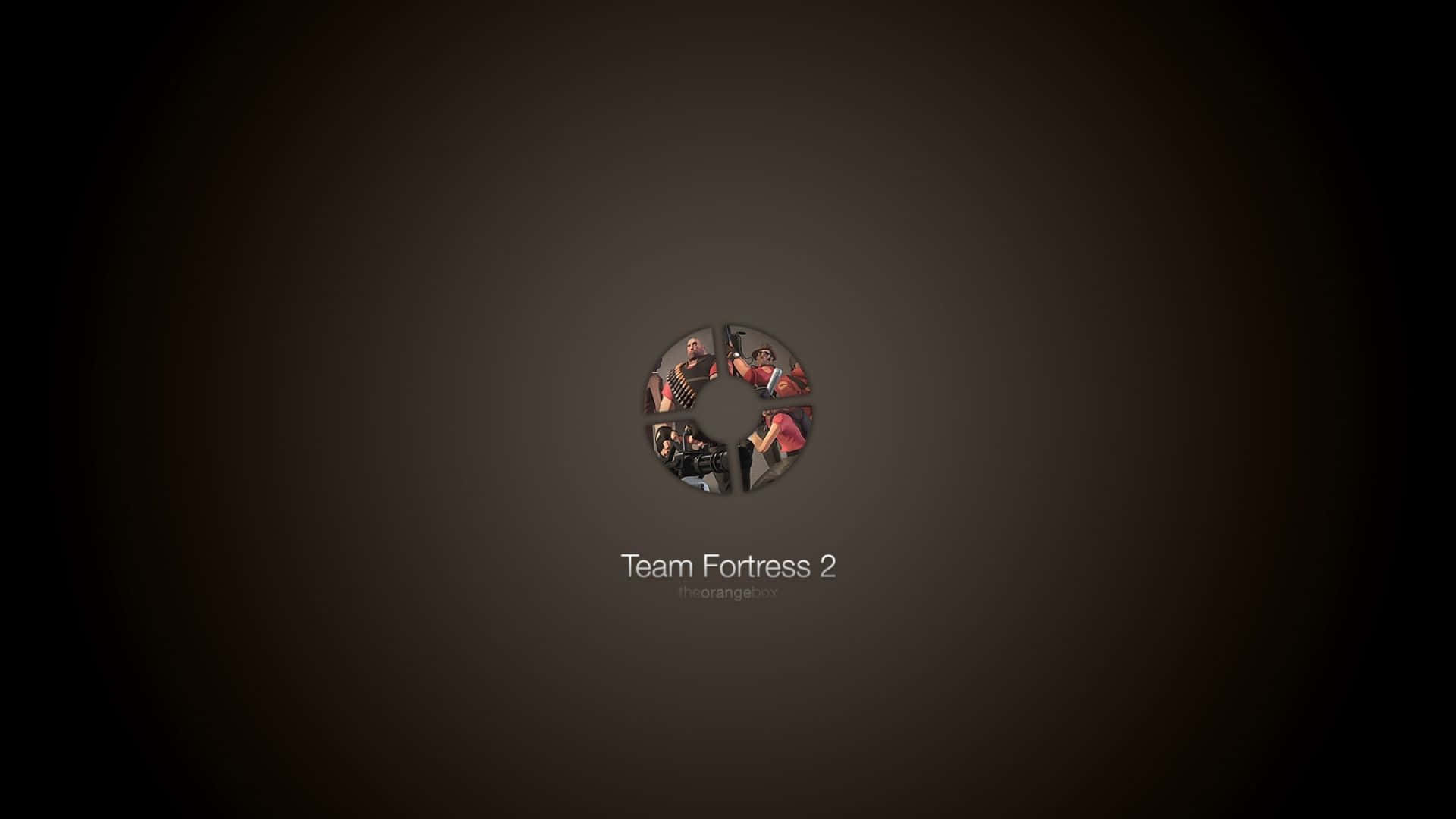 1920x1080 Tf2 桌布 壁紙 — Team Fortress 2 標誌，四個角色在圓形徽章中，居中於深色漸變背景上。