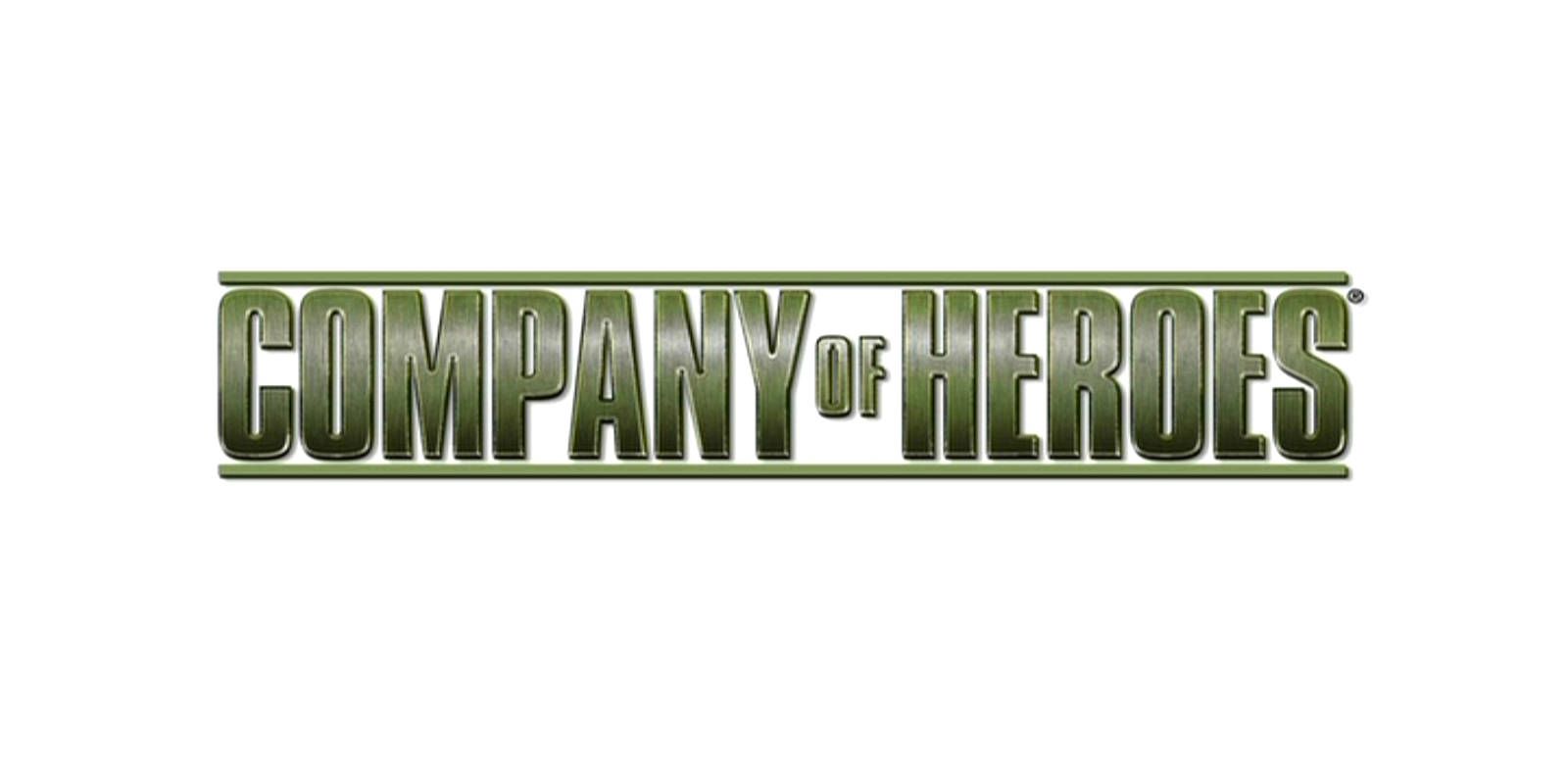 heroes 桌布 壁紙 — Company of Heroes 的醒目綠色金屬標誌居中置於純白背景上。