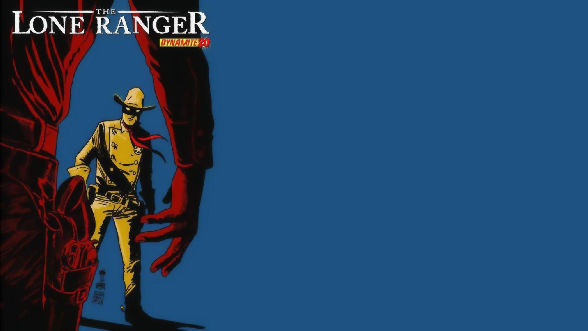 Lone 桌布 壁紙 — The Lone Ranger 以深藍色背景為襯托，在紅色窗簾框架中擺出戲劇性的姿勢。
