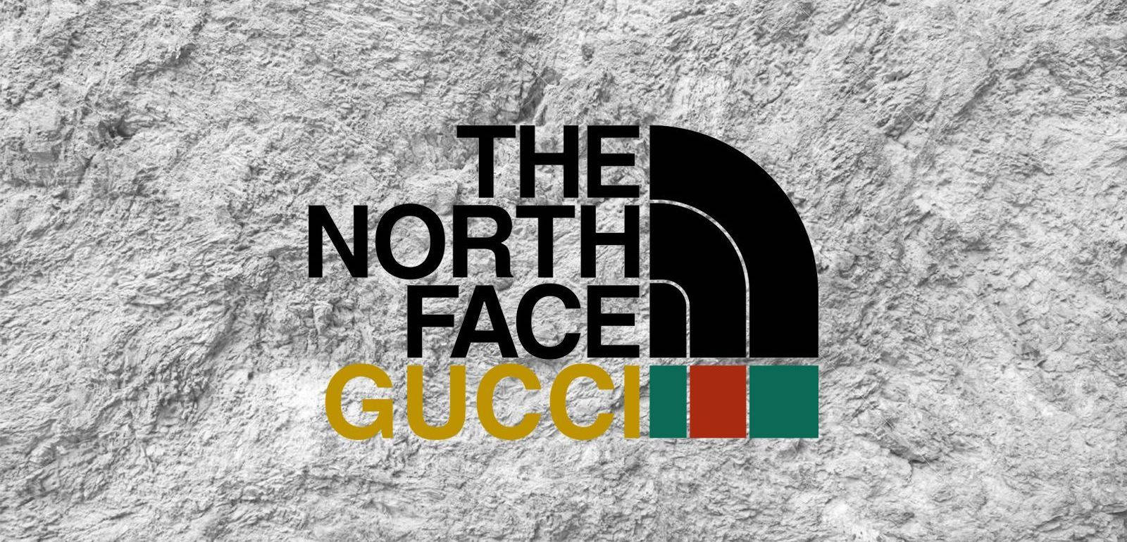 在帶有紋理的混凝土表面上顯示的 The North Face 和 Gucci 標誌。 — Valorant Logo 壁紙