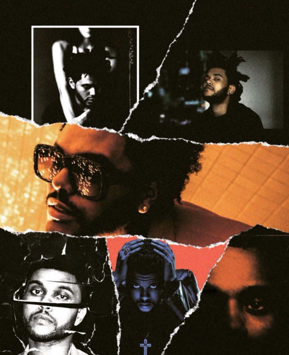 The Weeknd After Hours 桌布 壁紙 — The Weeknd 在各種情緒表達和場景中的撕破肖像照片拼貼。