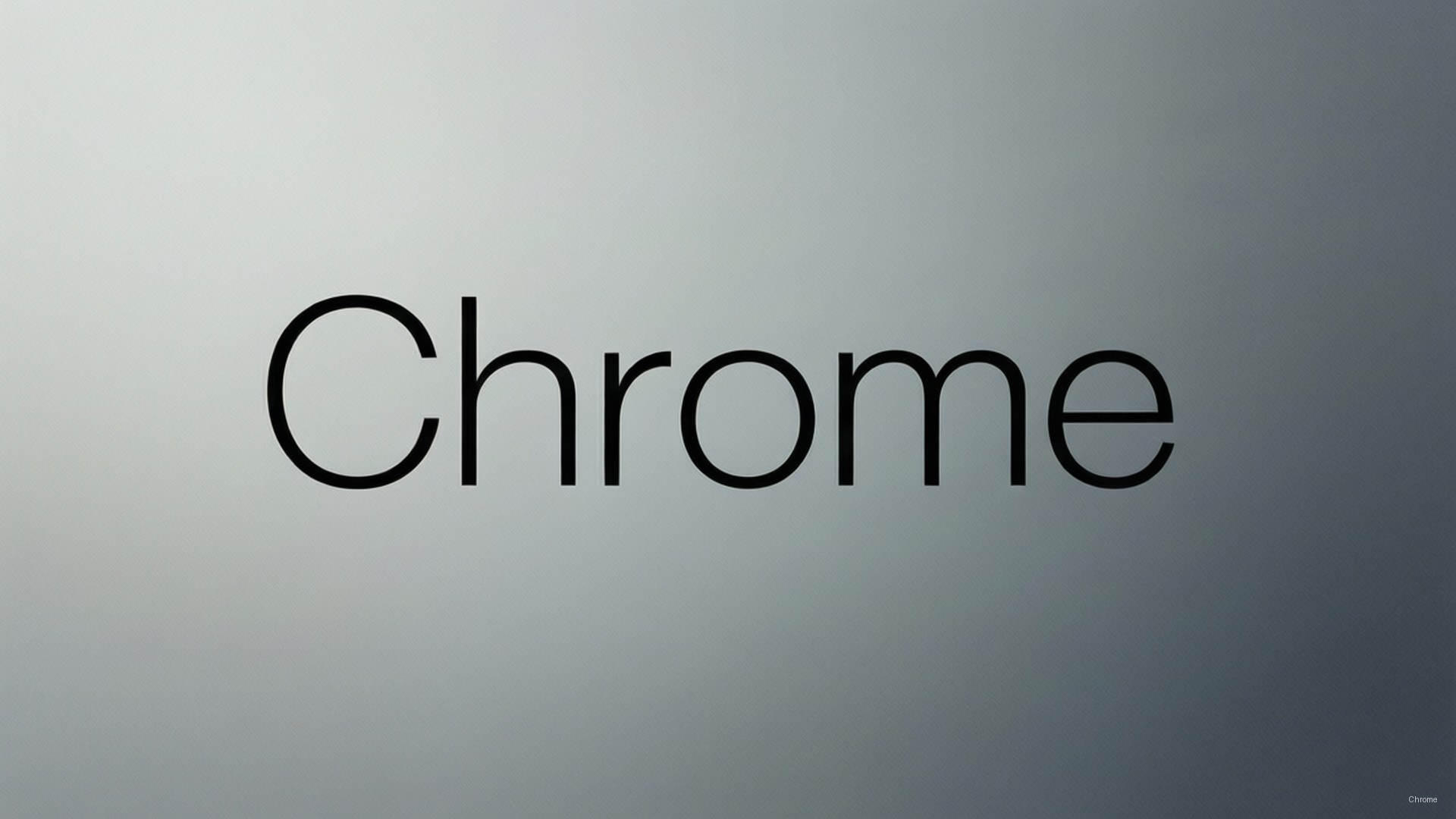 Chrome Typography 壁紙 — 「Chrome」一詞以粗體黑色無襯線字體居中顯示在平滑的灰色漸變背景上。